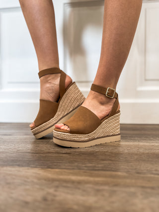 Stella Tan Raffia Block Wedge