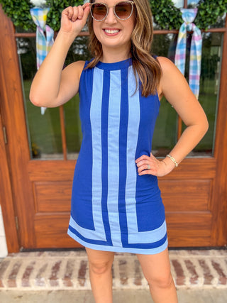 Blue Boardwalk Stripe Mini Dress