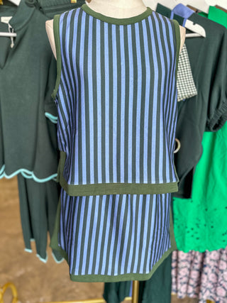 Hunter Green Social Club Striped Skirt SET