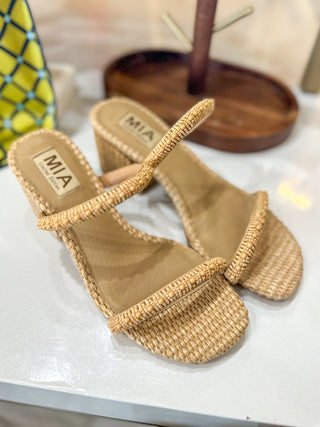 Naturally Embellished Rope-Wrapped Block Heel