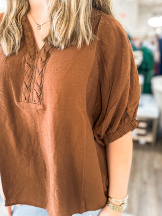 Caramel Ruche Braided Top