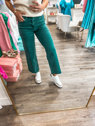 Mallard Green My Way High Rise Cropped Wide Leg Jeans