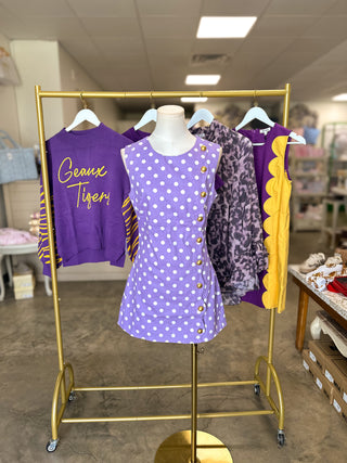 Lavender Pippa Polka Dot Romper