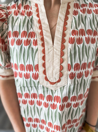 The Tulip Grove Scallop Trim Top