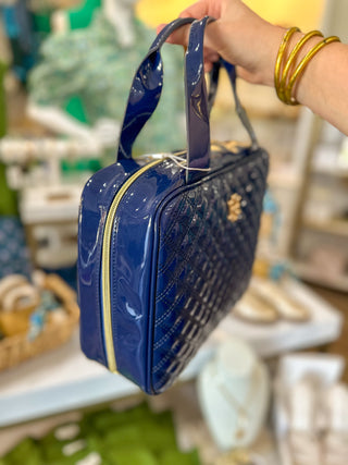 Navy Patent Large Punta Cana Cosmetic Travel Case | Caroline Hill