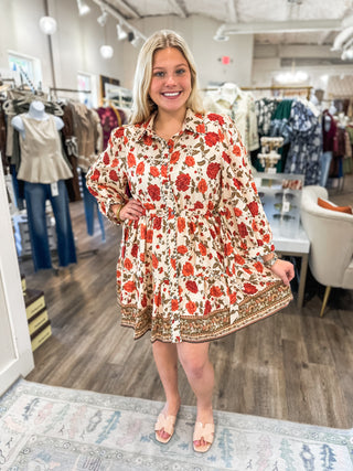 The Harvest Honey Ecru Mini Dress