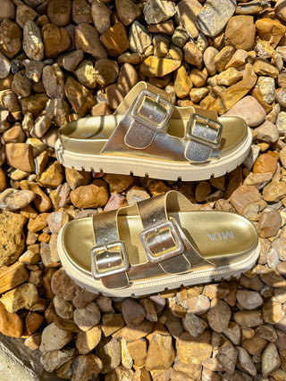 MIA Living A Golden Life Buckle Slides