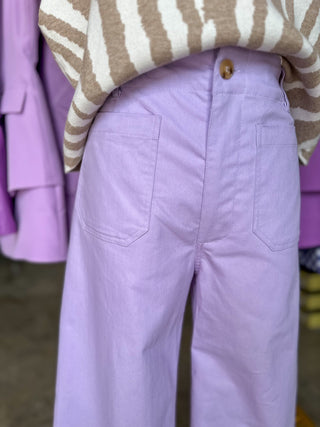 Lavendar Everyday Muse Front Pocket Cropped Wide Leg Pants