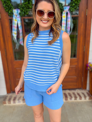 Ocean Blue Slow Mornings Stripe Set