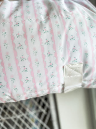 TRVL Pink Ribbon Floral Mini Rollup Hanging Bag