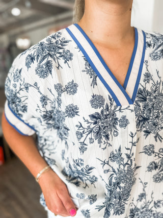 Blue Fall Fable Floral Top