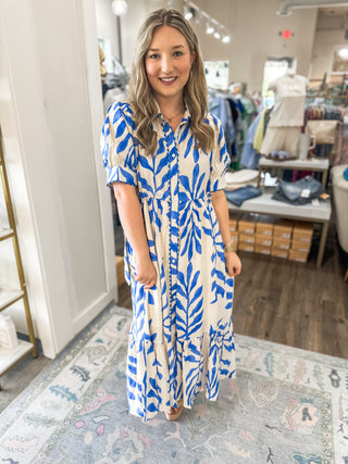 Blue Forget-Me-Not Botanical Midi Dress