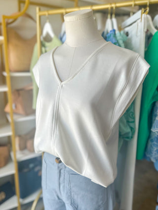 White Elevated Basic Short Sleeve Top