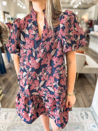 The Meredith Evening Jacquard Mini Dress