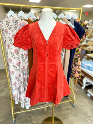 Brick Autumn Ember Zip Mini Dress
