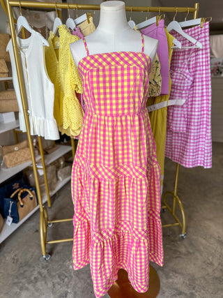 Pink Lemonade Picnic in Provence Tiered Maxi Dress