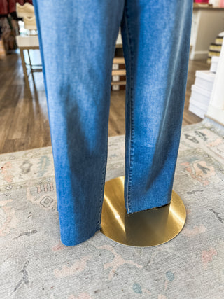 Aileeah Dark Wash High Rise Super Soft Crop Slim Wide