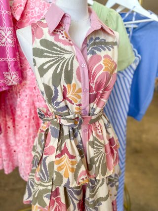 The Painted Petals Ruffle Midi Dress