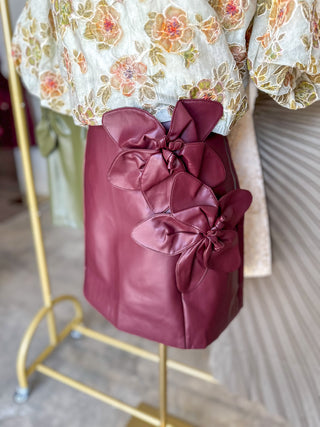 Burgundy Petal Edit Mini Skirt
