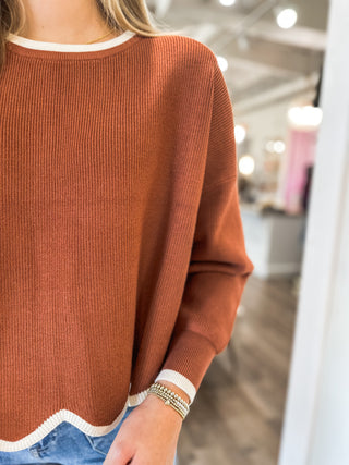 Cinnamon/Cream Everyday Edge Sweater