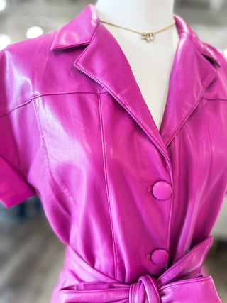 Broadway Babe Magenta Faux Leather Mini Dress