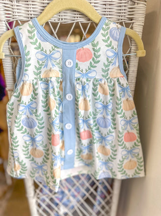 Blue Pumpkin Print Bloomer Set