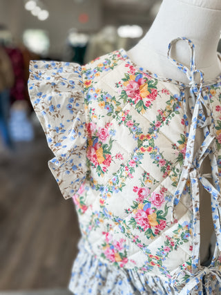 Petal Patchwork Tie Quilted Vest