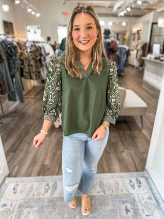 Olive Sunset Stitch Blouse