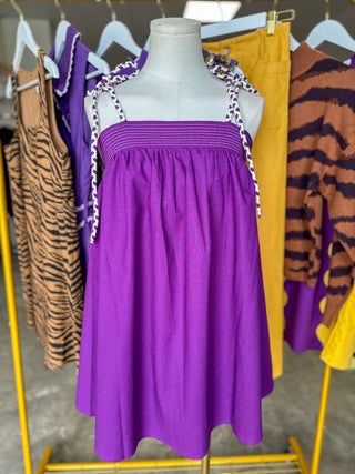 Purple Winning Season Tie Shoulder Mini Dress
