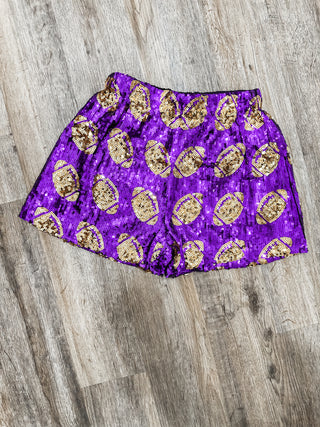 Purple/Gold Halftime Queen Sequin Football Shorts