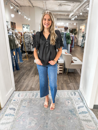 The Black Claire Eyelet Trim Blouse