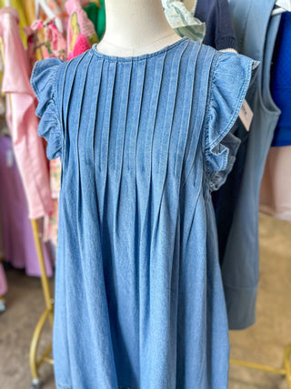 The Blue Skies Babydoll Denim Mini Dress