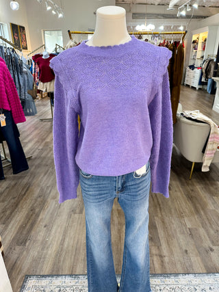 Lavender Pointelle Accent Sweater