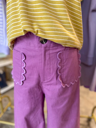 Lilac Sweet Detail Scallop Pocket Wide Leg Pants