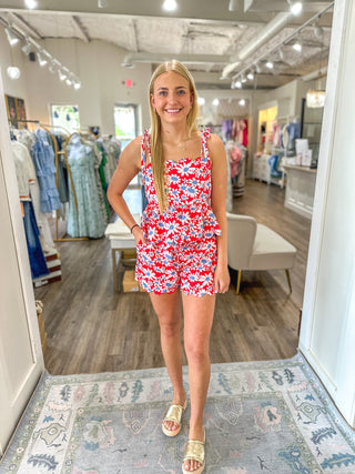 Red & Blue Daisy Dream Shirt & Short SET