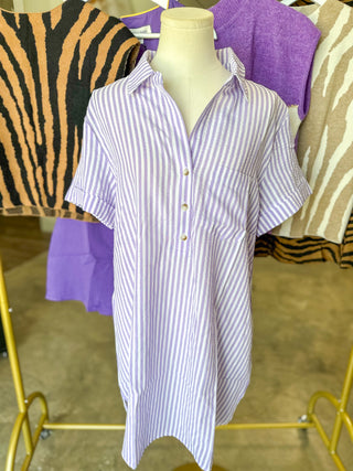 Lavender Easygoing Seeersucker Mini Dress