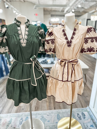 Green Lily Pad Lace Mini Dress