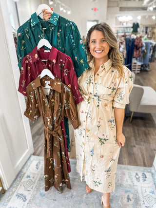 Brown Garden Stroll MIDI Dress