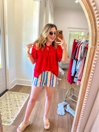 Red Pintuck Detail Everyday Top