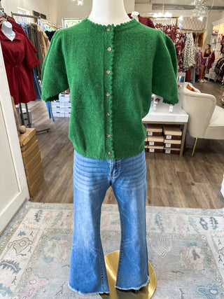 The Autumn Edit Green Button Down Sweater Top