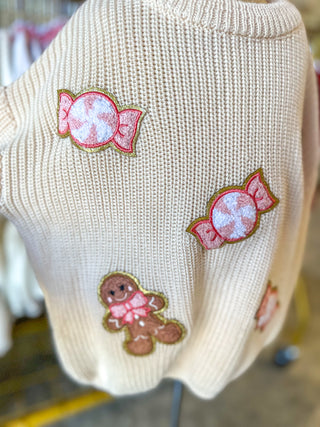 Christmas Gingerbread Man Candy Girls Pullover Sweater