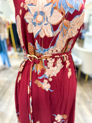 Burgundy Wild Iris Midi Dress