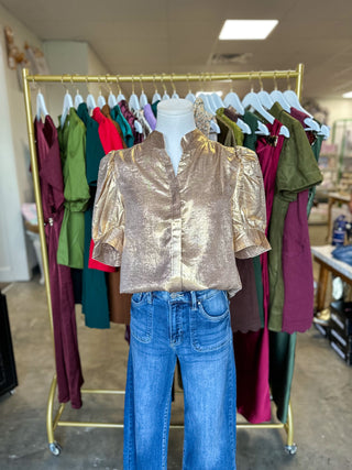 Gold Metallic Statement Blouse