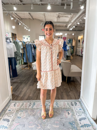 Vintage Bloom Pink & Green Mini Dress
