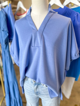 Chambray Easy Charm Short Sleeve Top