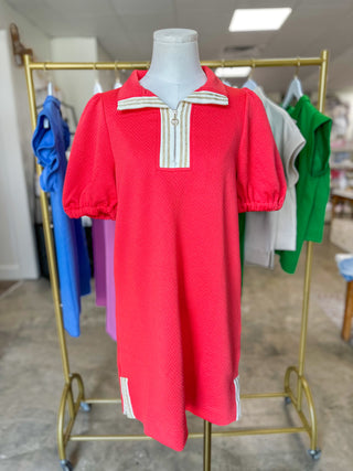 Coral Andie Half Zip Mini Dress