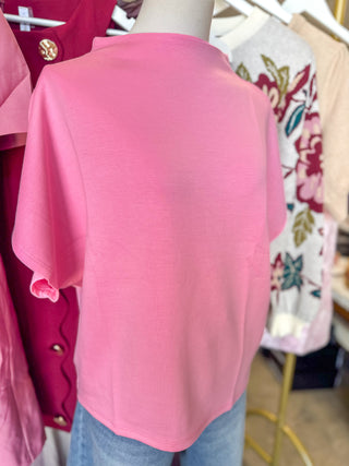 Pink Simple & Sweet Mock Neck Top