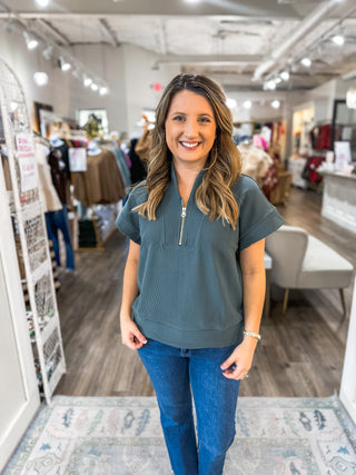 DOORBUSTER: Ash Jade Elevate Me Ribbed High Neck Half Zip Top