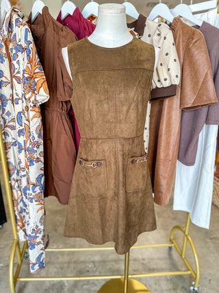 Brown Saddle & Suede Mini Dress