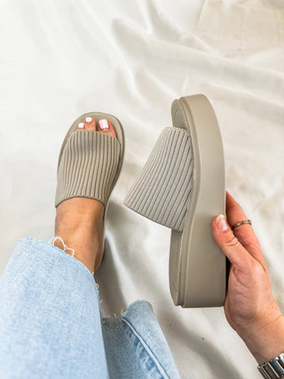 Nude Stretch Fabric Summer Casual Slides